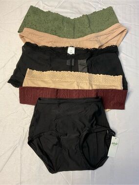 aerie Lace-Trim & High-Waist Panty Set - Black, Olive, Beige, Burgundy